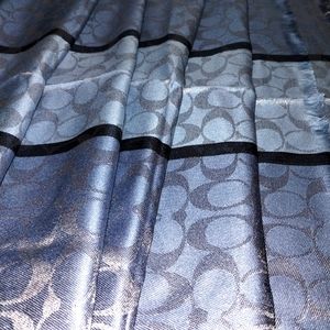 Large Coach Pashmina Scarf "C" logo Chrome Blue Gray